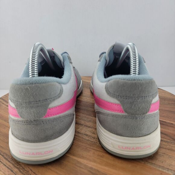 Nike Golf Womens Size 9.5 LUNARLON Gray Suede Pink Swoosh Shoes 704425-002 - Picture 4 of 9